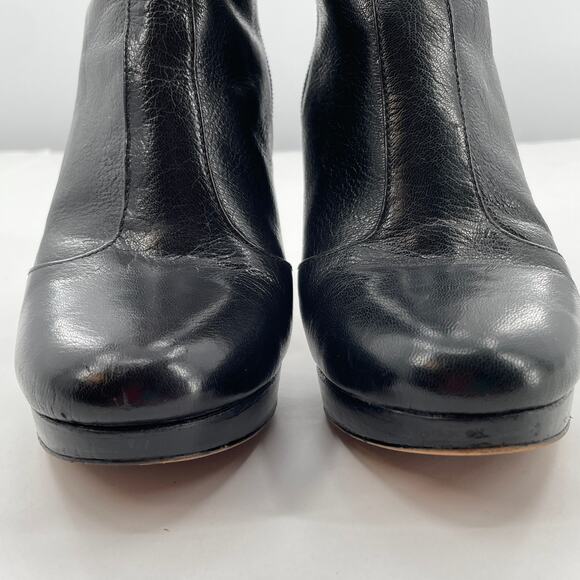 Nine West Fudgeit Black Leather Stiletto Heel Inside Zip Buckle Ankle Booties 8 - Picture 8 of 12